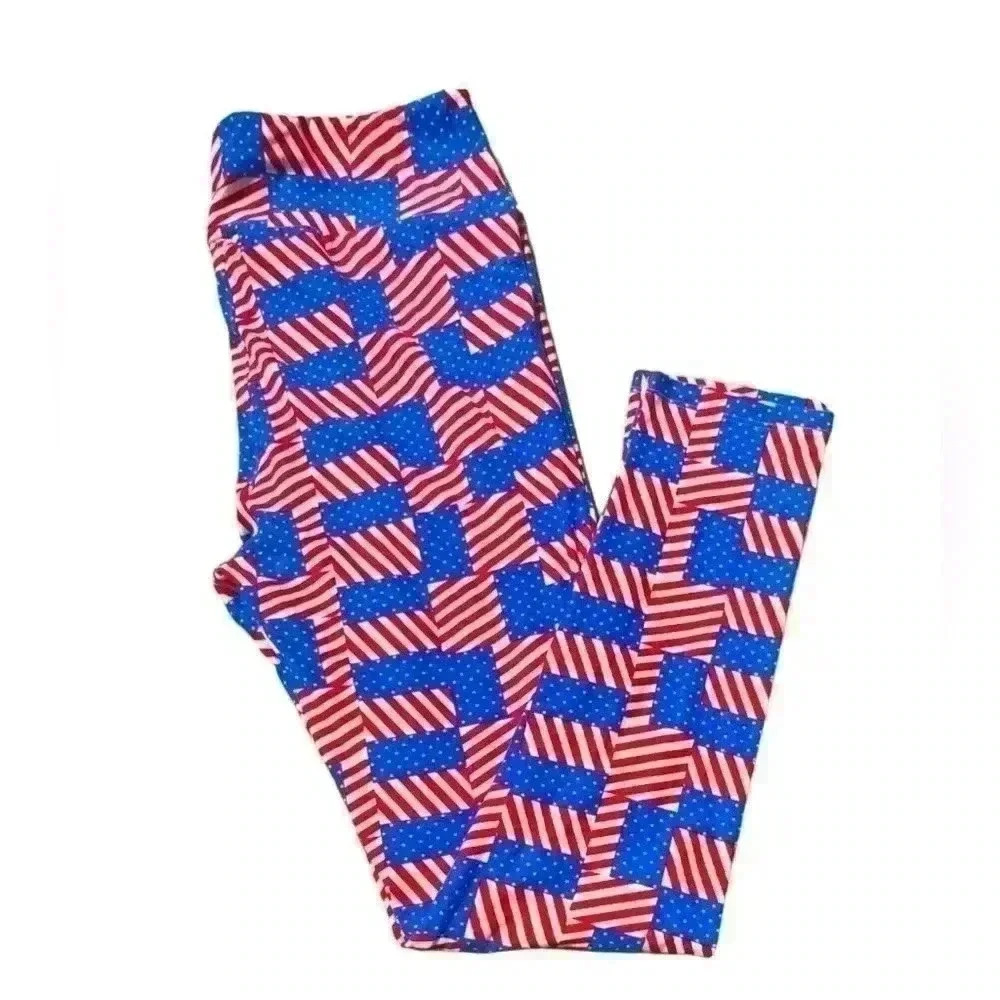 Lularoe TC (10-16) American flags leggings! The perfect Summer print. NWOT